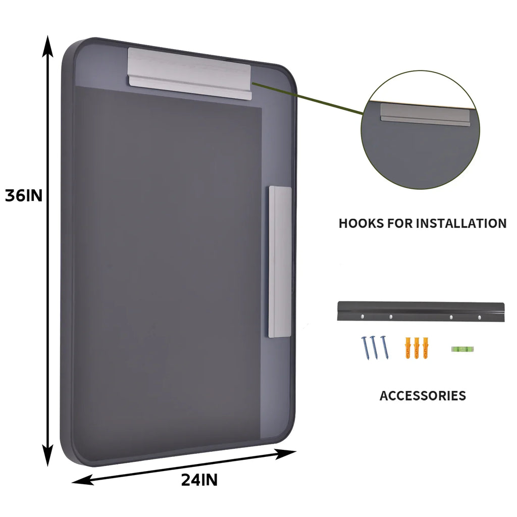 Rectangular Rounded Corners Aluminum Alloy Deep Framed Mirror Wall Mirror