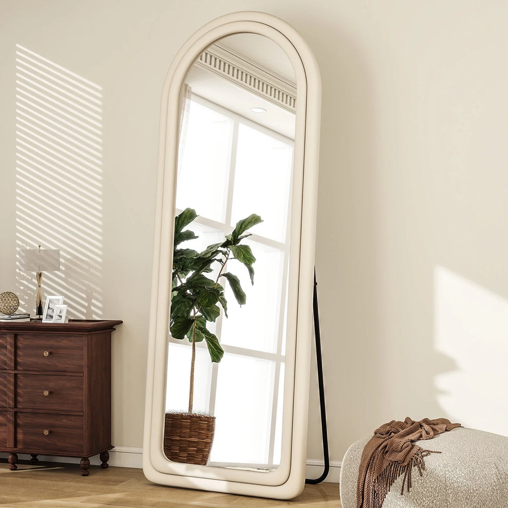 Arched Flannel Frame Floor Mirror
