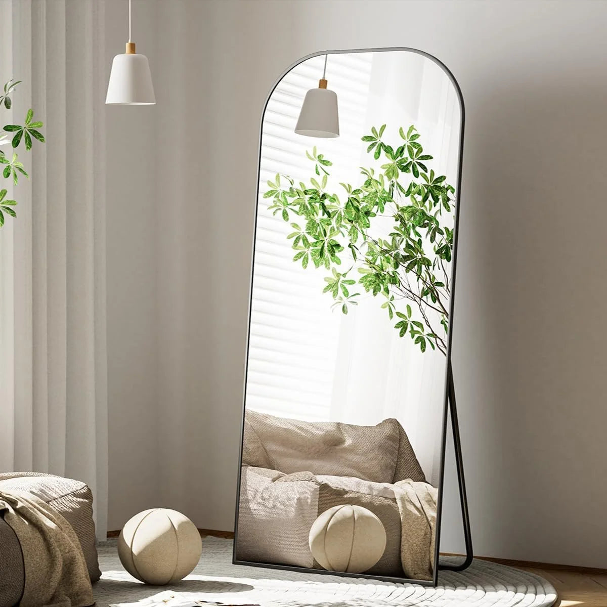 Domed Top Square-Edged Floor Mirror