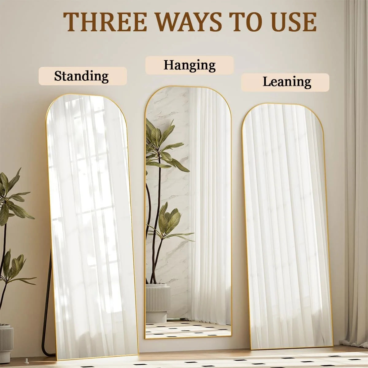 Domed Top Square-Edged Floor Mirror