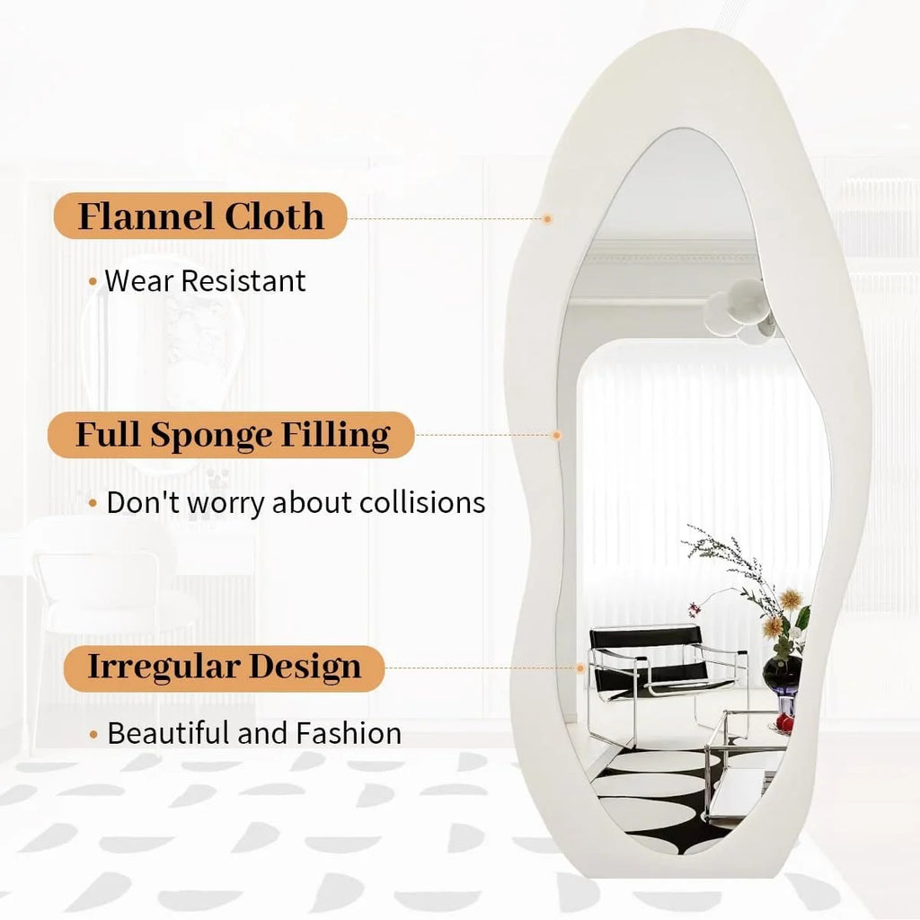 Irregular Flannel Cloud Full Length Mirror - 63"L x 24"W