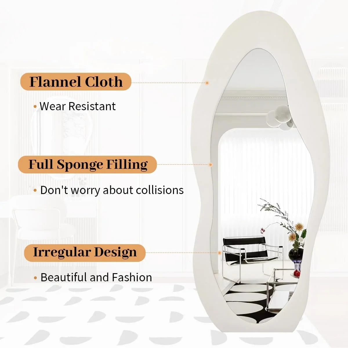 Irregular Flannel Cloud Full Length Mirror - 63"L x 24"W