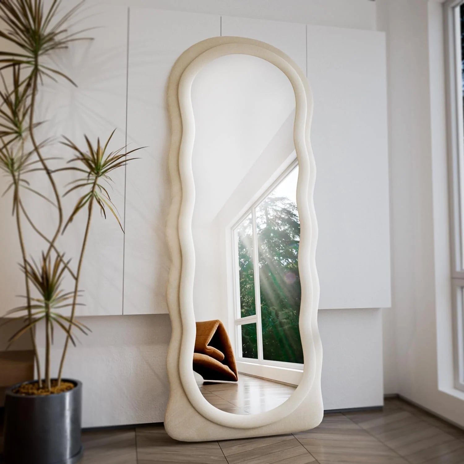 Wavy Flannel Framed Floor Mirror -63"L x 24"W