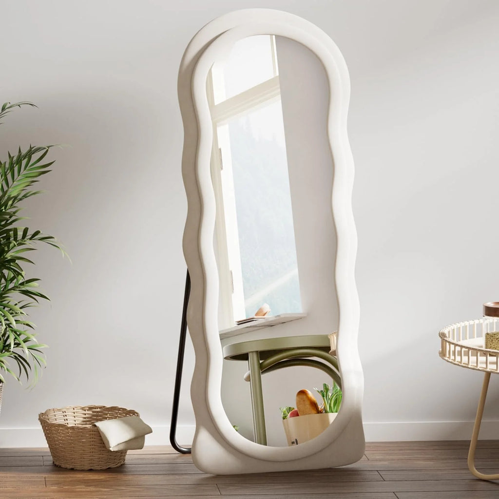 Wavy Flannel Framed Floor Mirror -63"L x 24"W