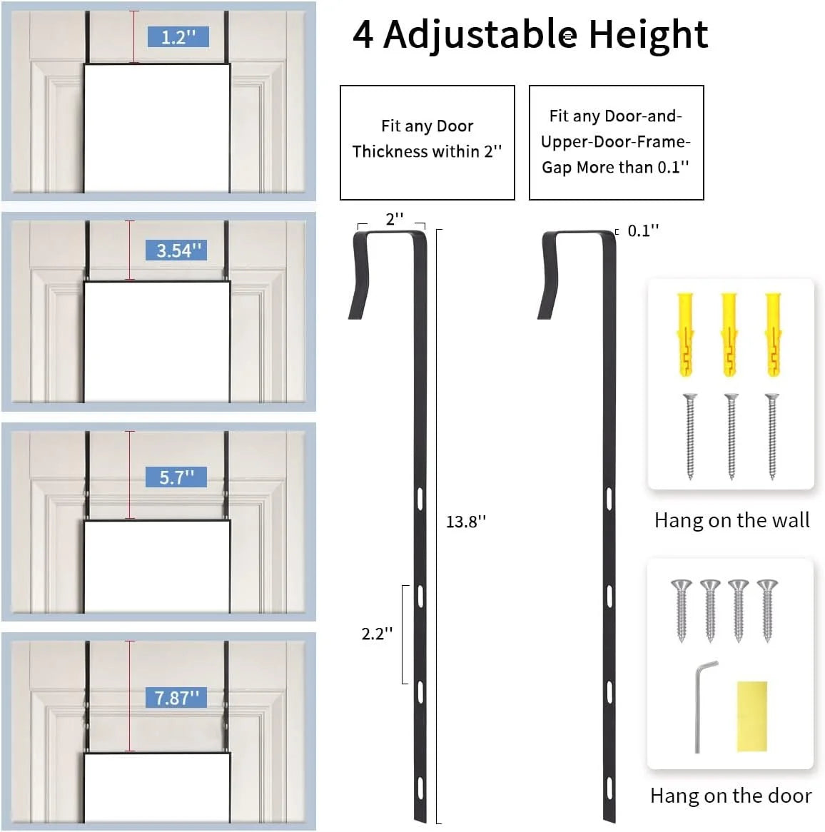 Adjustable Height Door Mirror - 50"L x 16"W