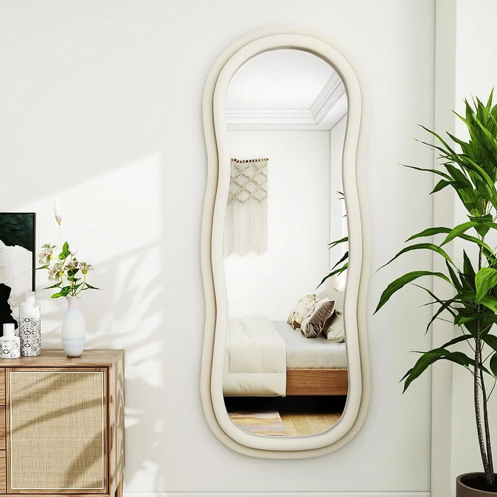 Wavy Flannel Framed Floor Mirror -63"L x 24"W