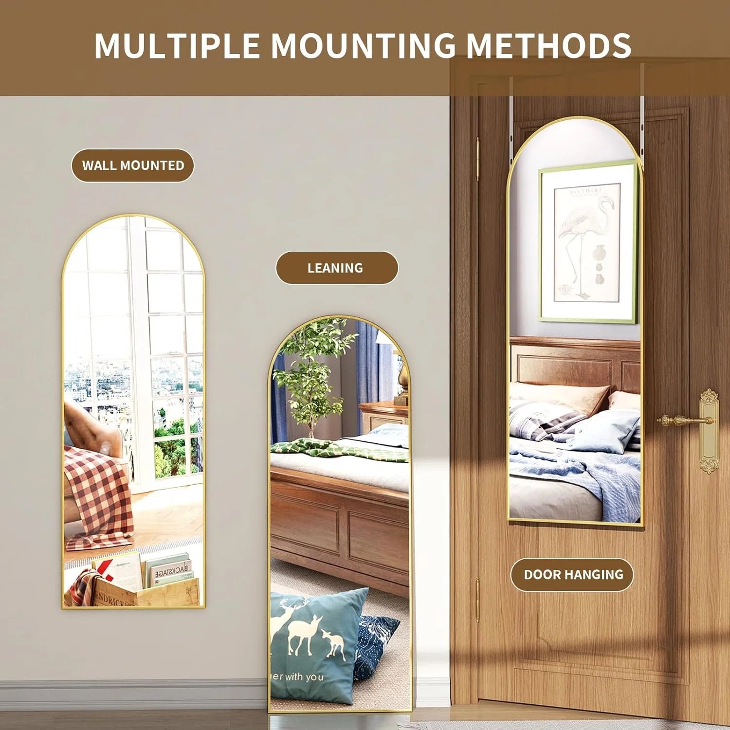 Arched Door Mirror -48"L x 14"W