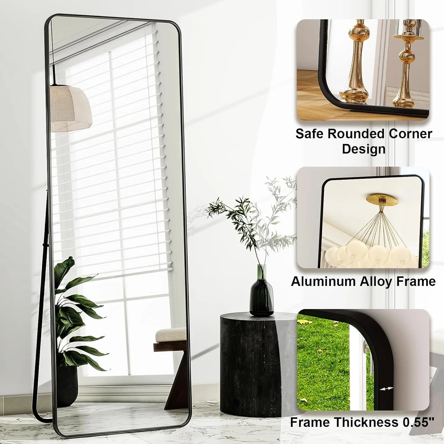 Rounded Corner Floor Mirror