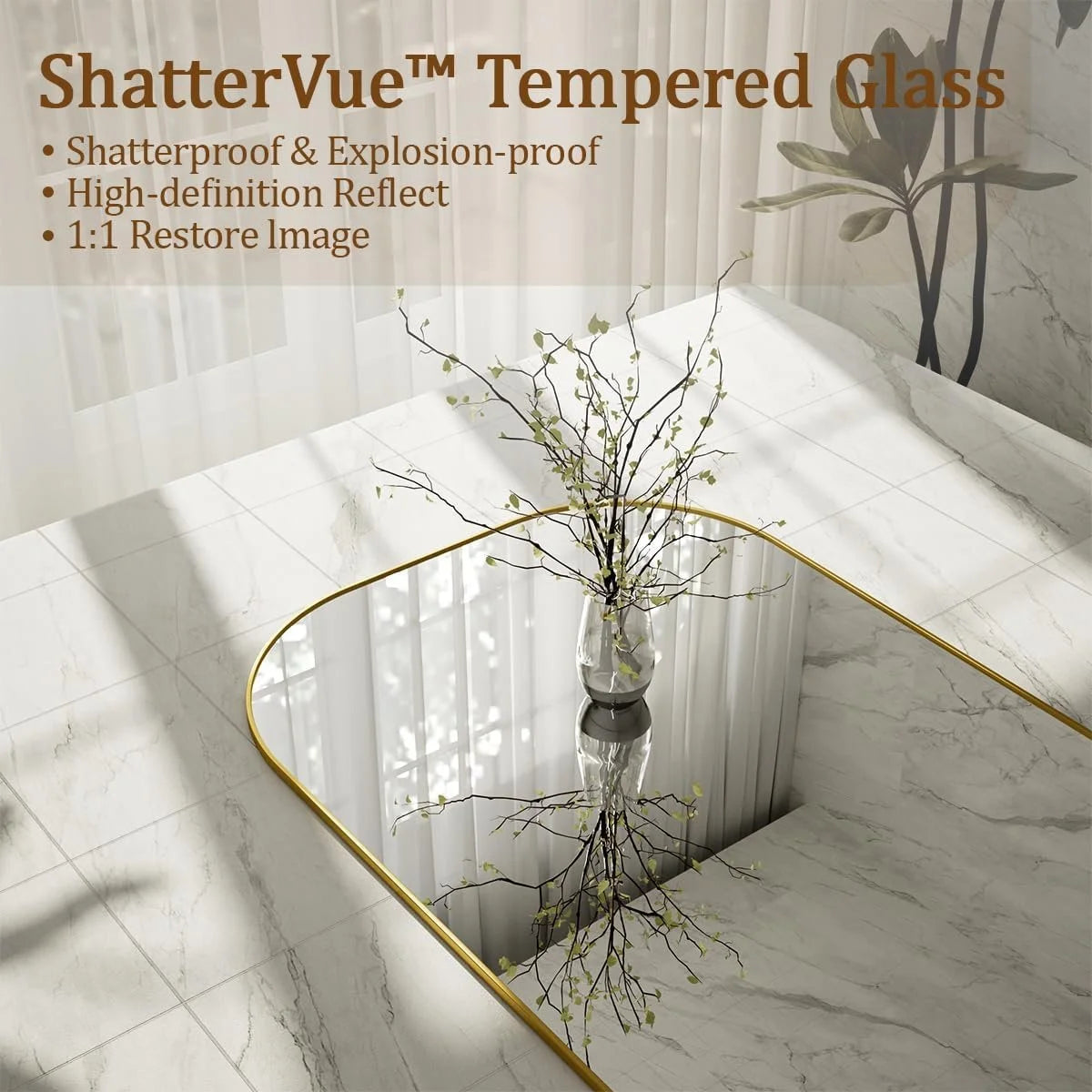 Domed Top Square-Edged Floor Mirror