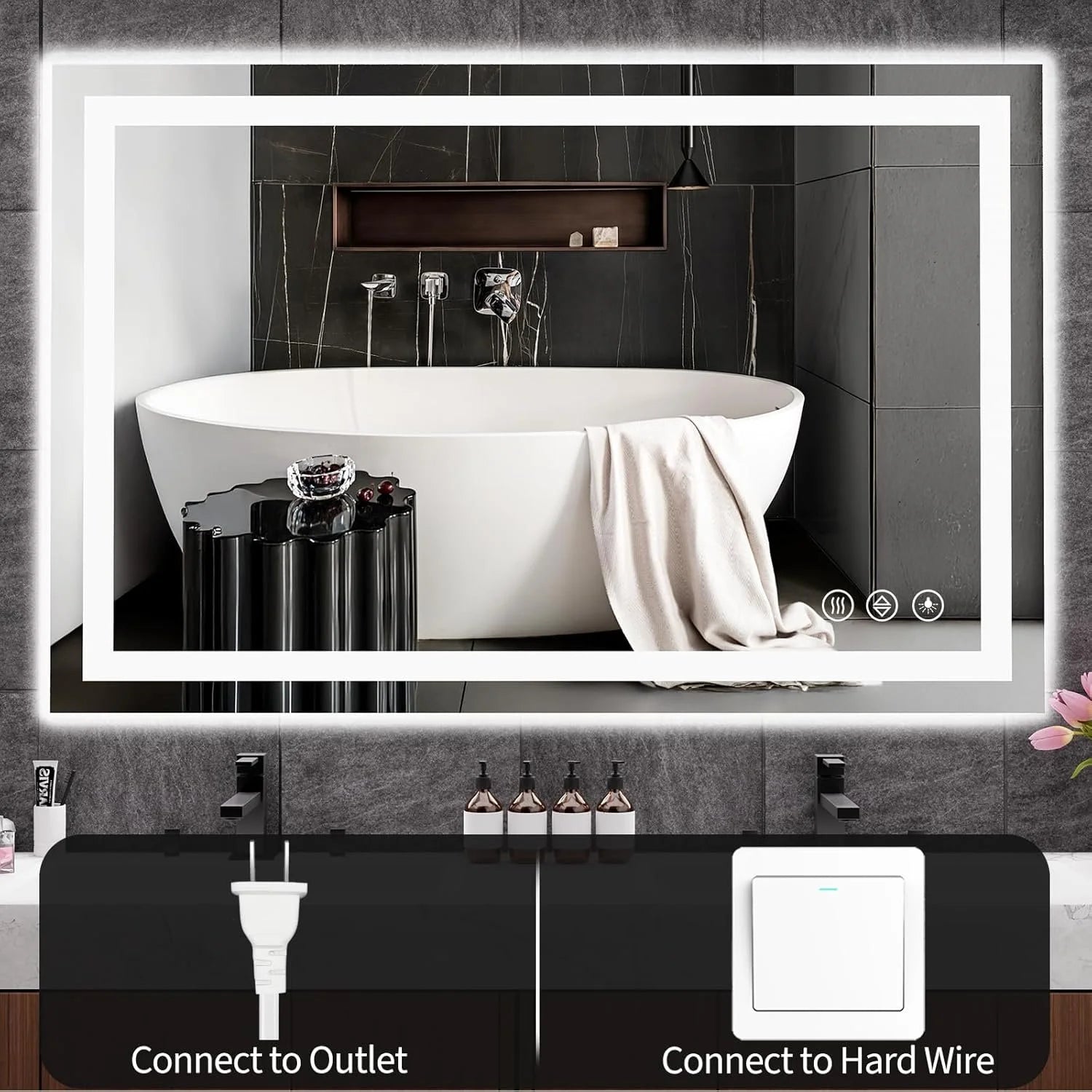 Tempered Glass LED Bathroom Mirror