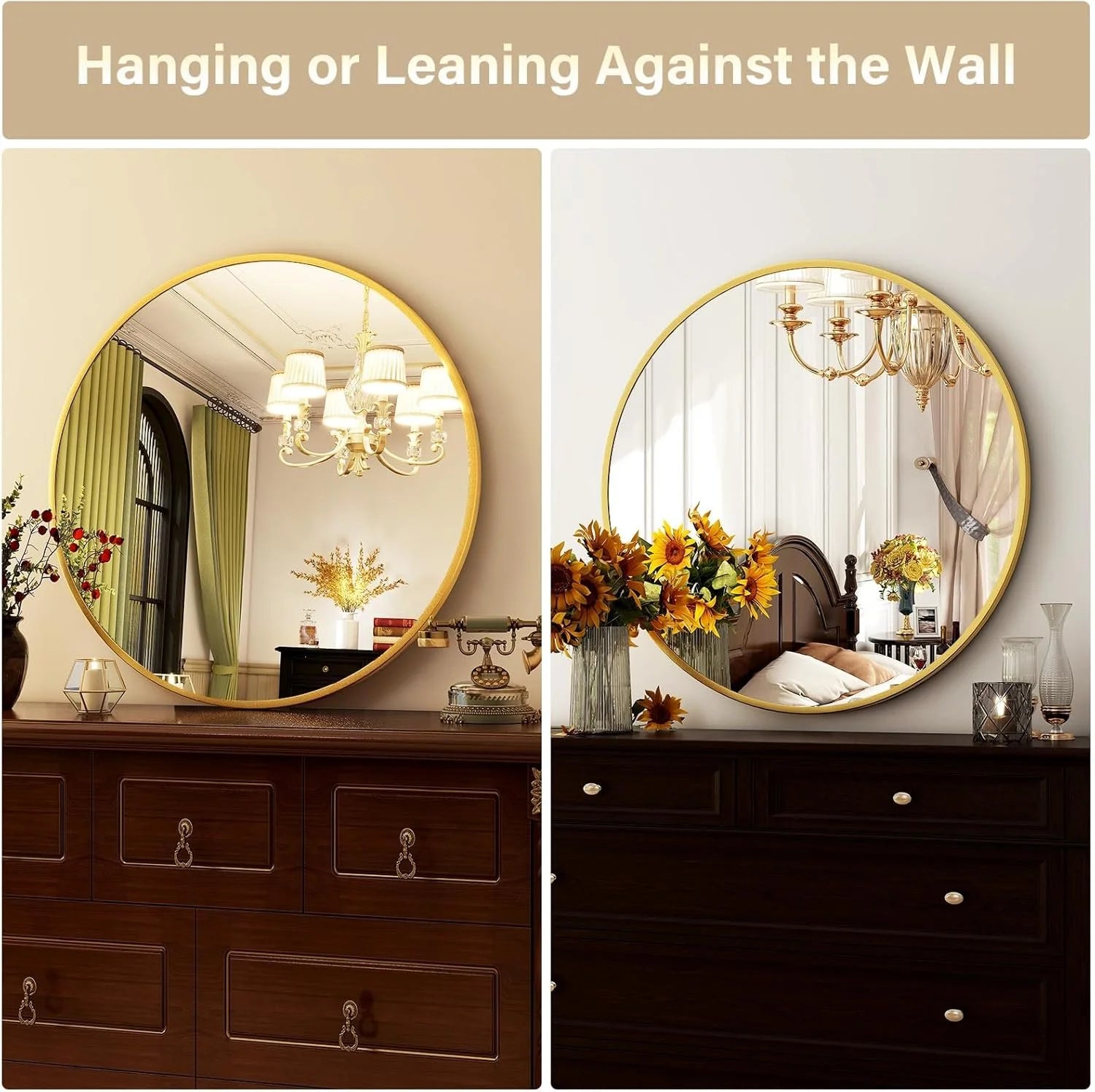 Aluminum Framed Round Mirror-20"