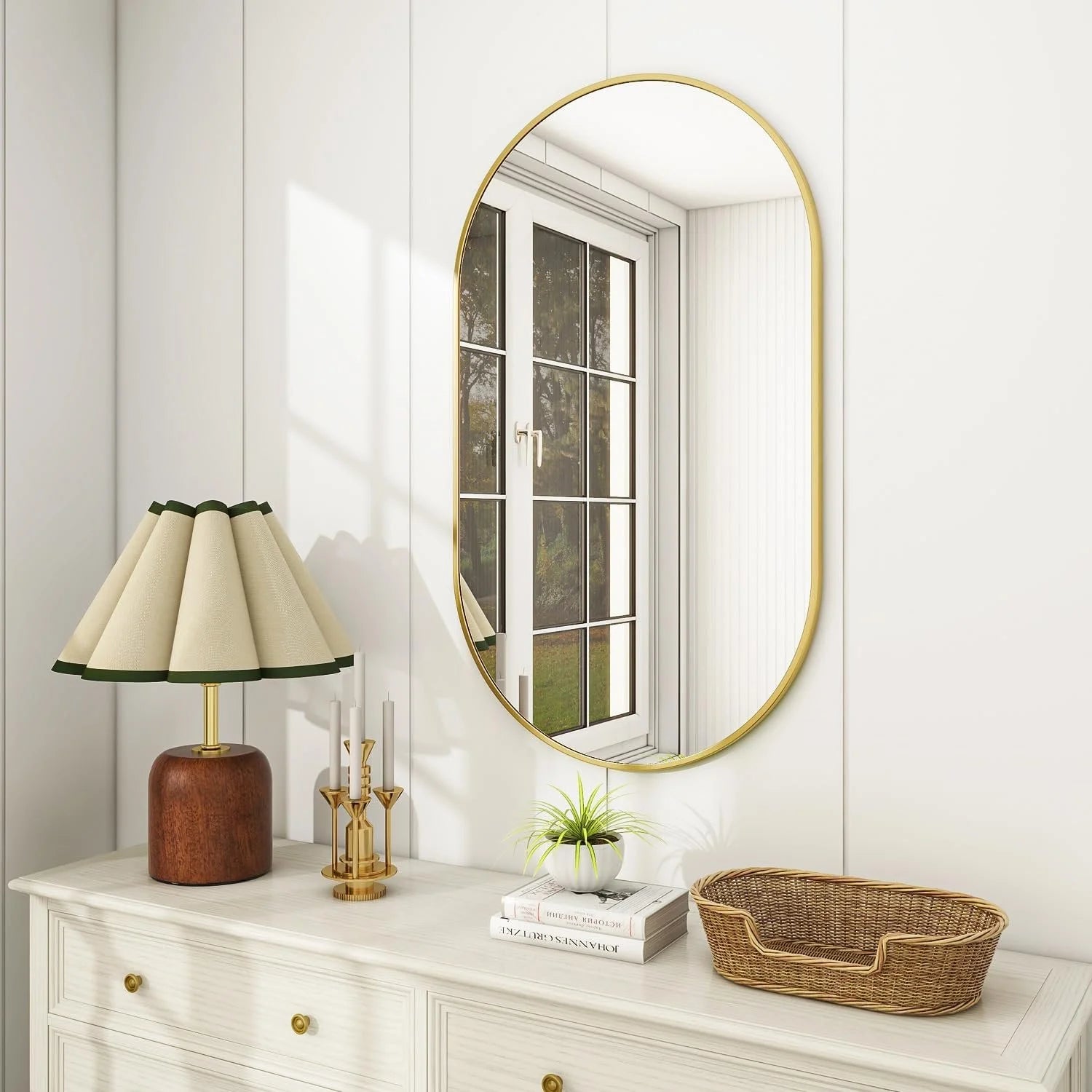 Chic Oval Wall Mirror Mounted