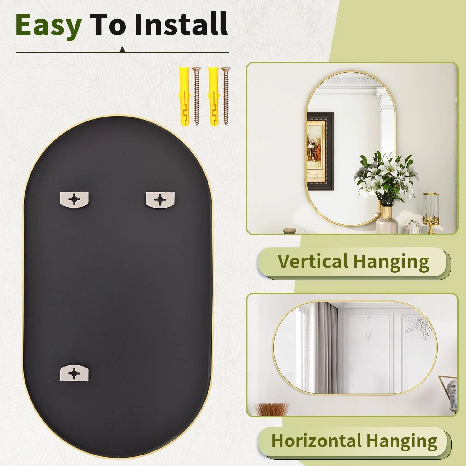 Chic Oval Wall Mirror Mounted