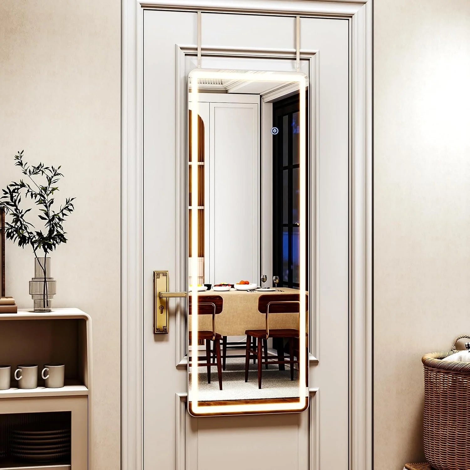 LED Door Hanging Full Length Mirror- 48"L x 16"W