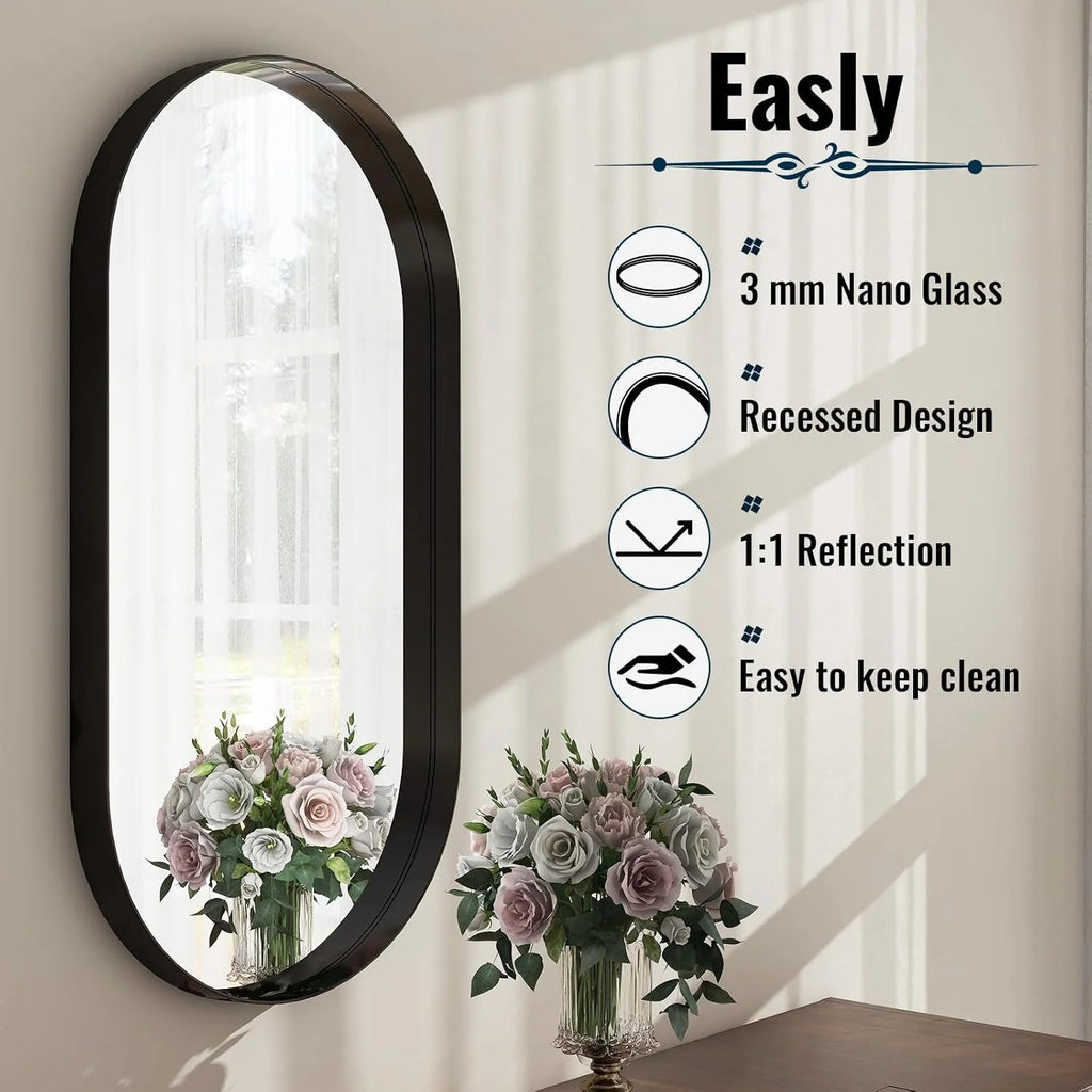 Deep Framed Oval Wall Mirror