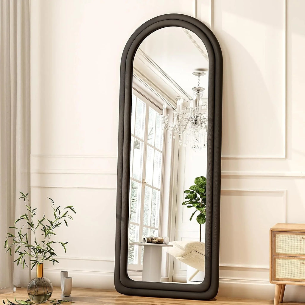 Arched Flannel Frame Floor Mirror