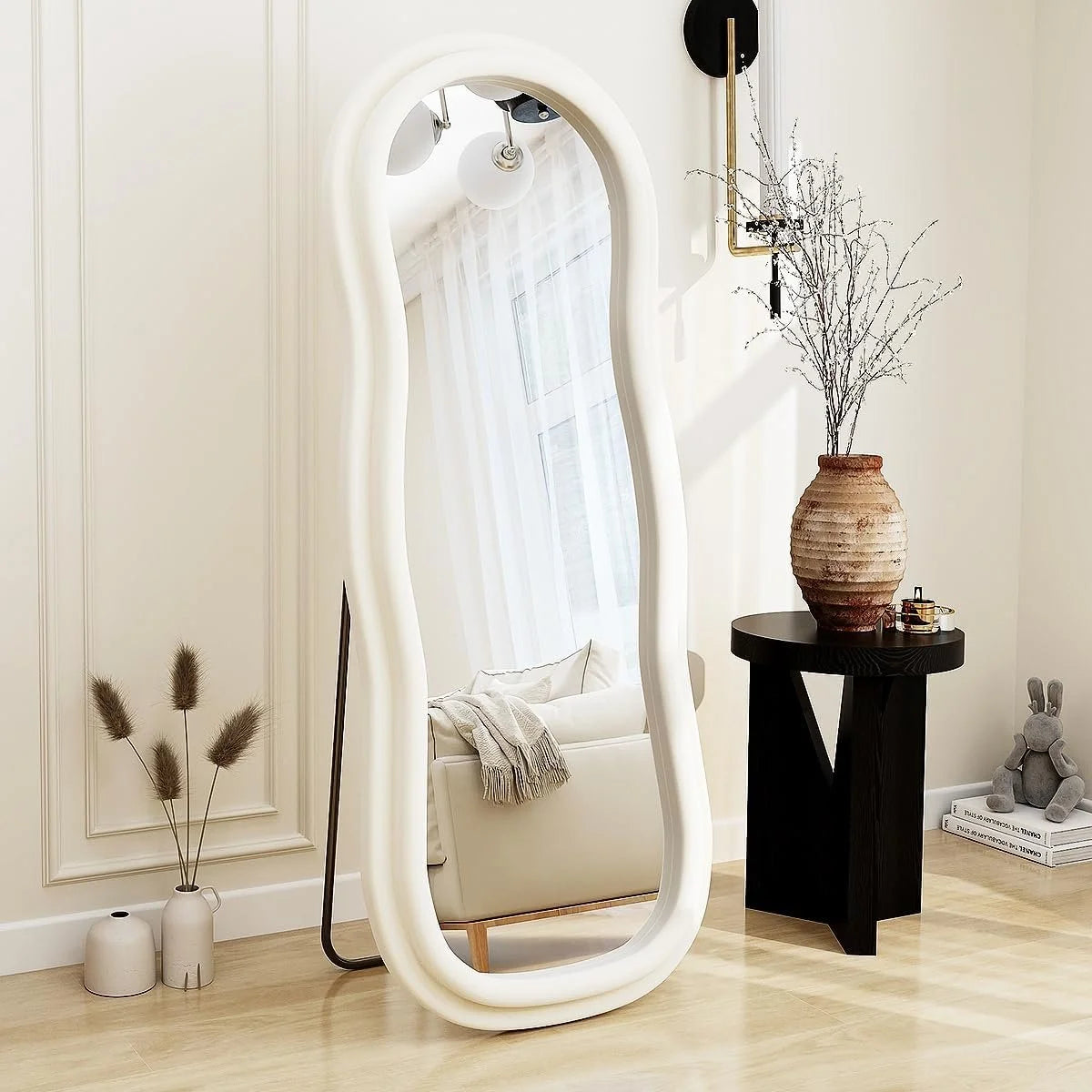 Wavy Flannel Framed Floor Mirror -63"L x 24"W