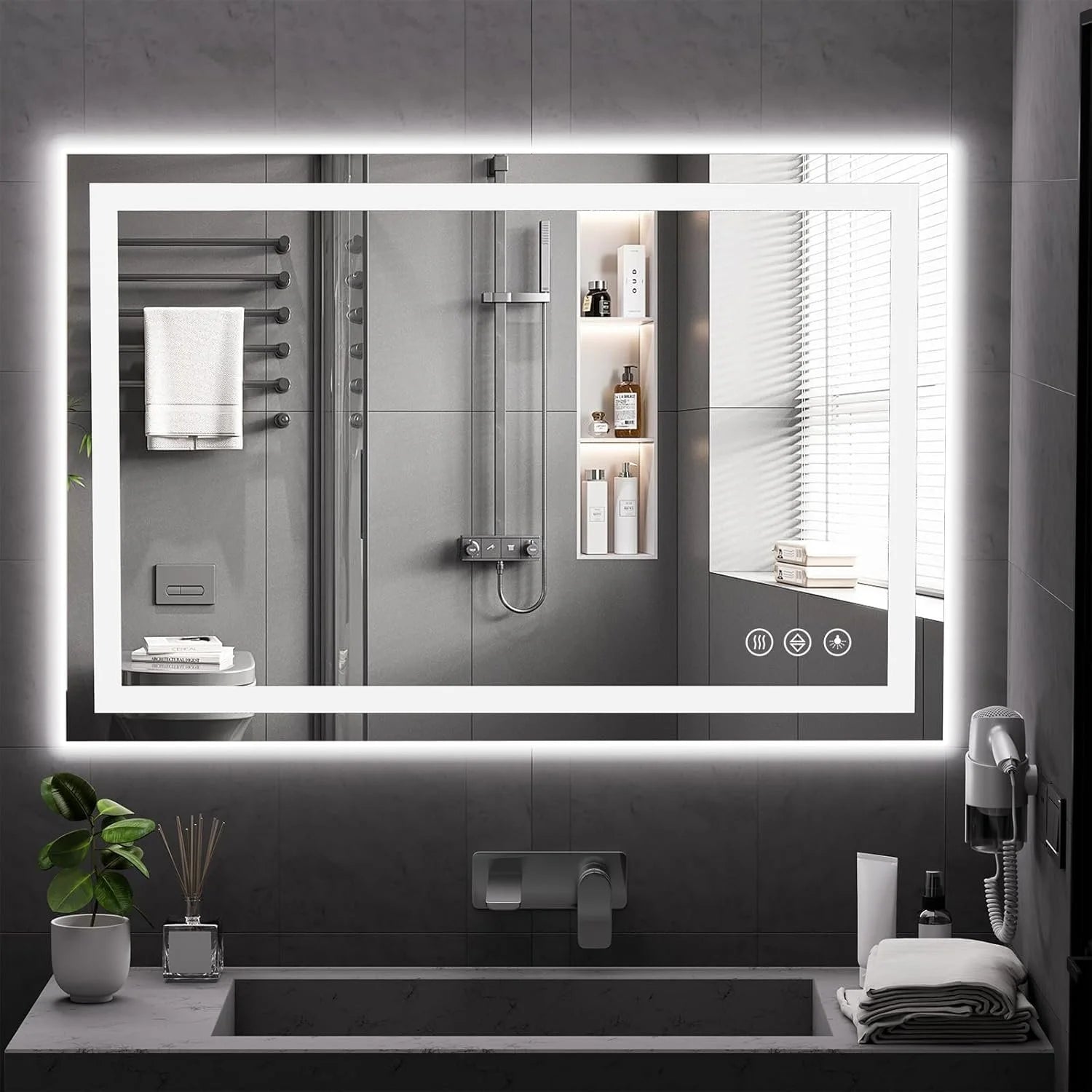 Tempered Glass LED Bathroom Mirror