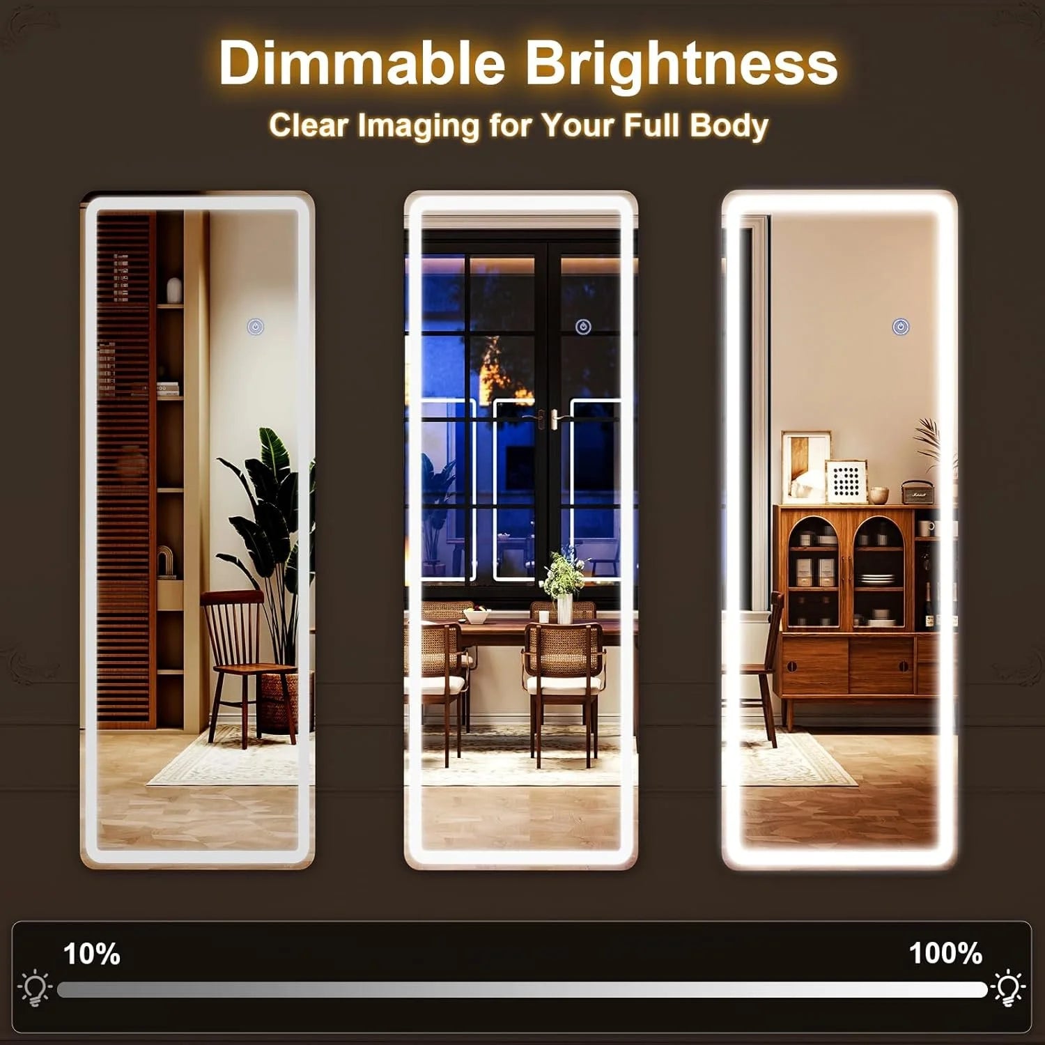 LED Door Hanging Full Length Mirror- 48"L x 16"W