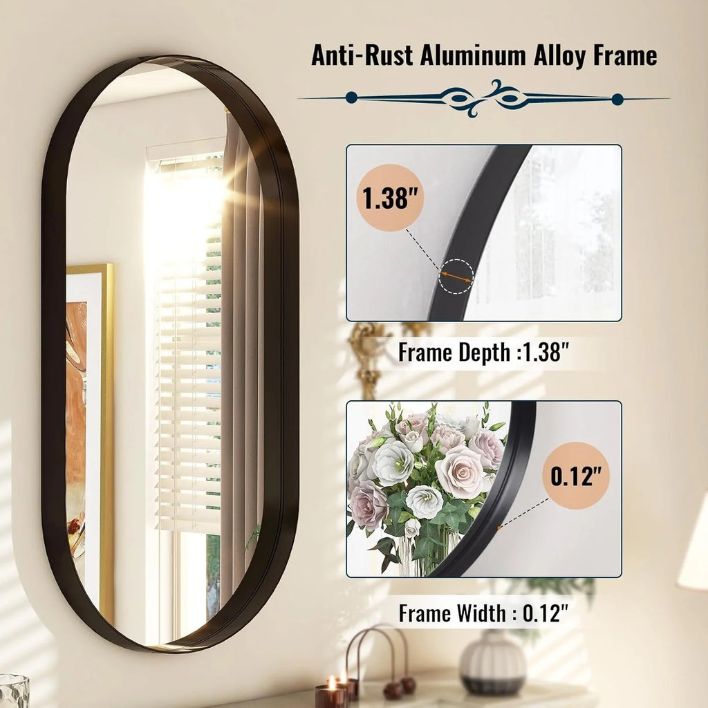 Deep Framed Oval Wall Mirror