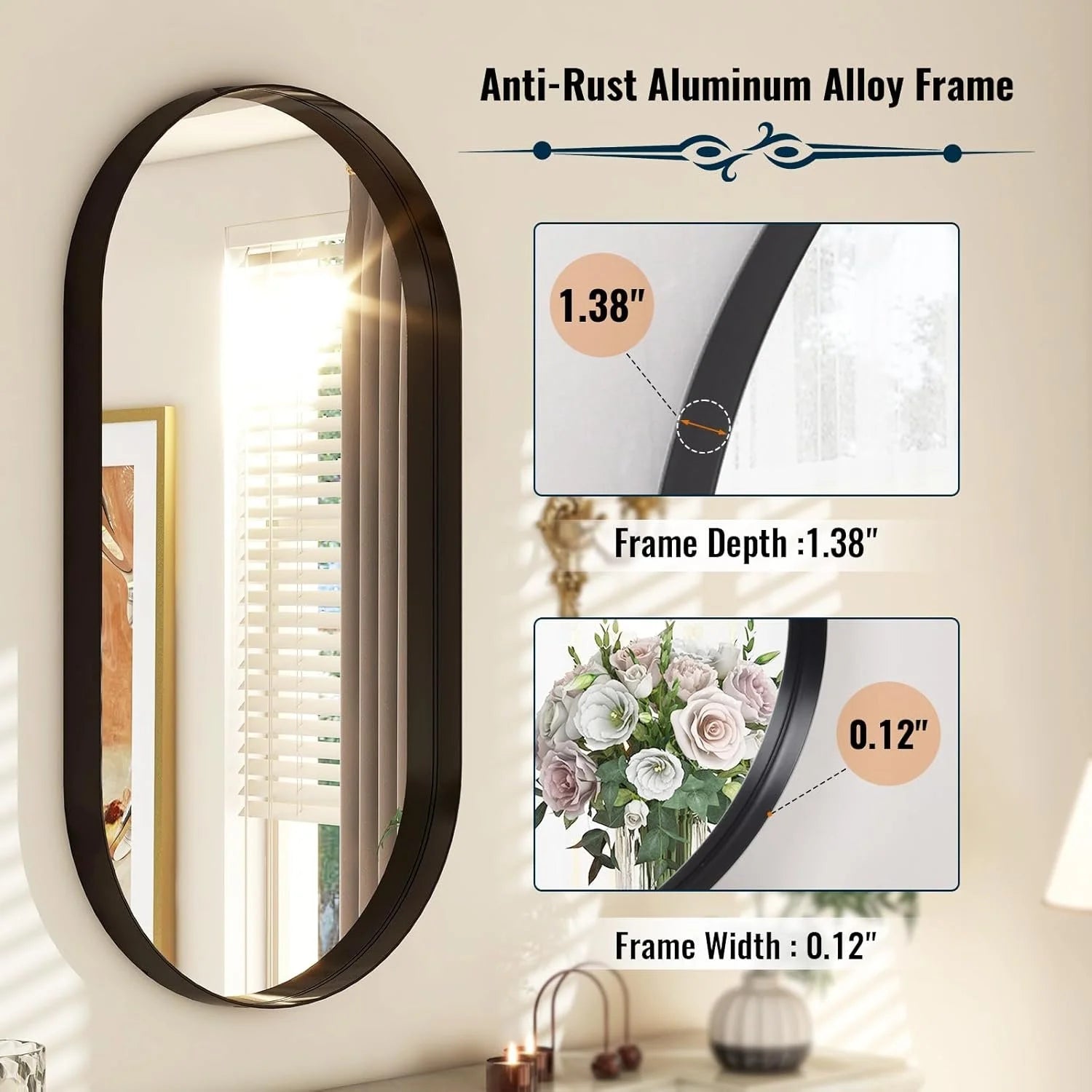 Deep Framed Oval Wall Mirror