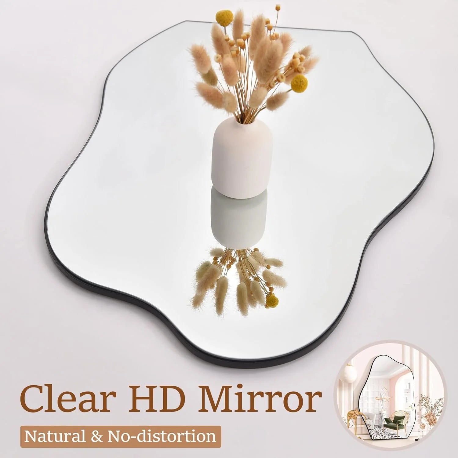 Wood Framed Cloud Wall Mirror Irregular Wall Mirror
