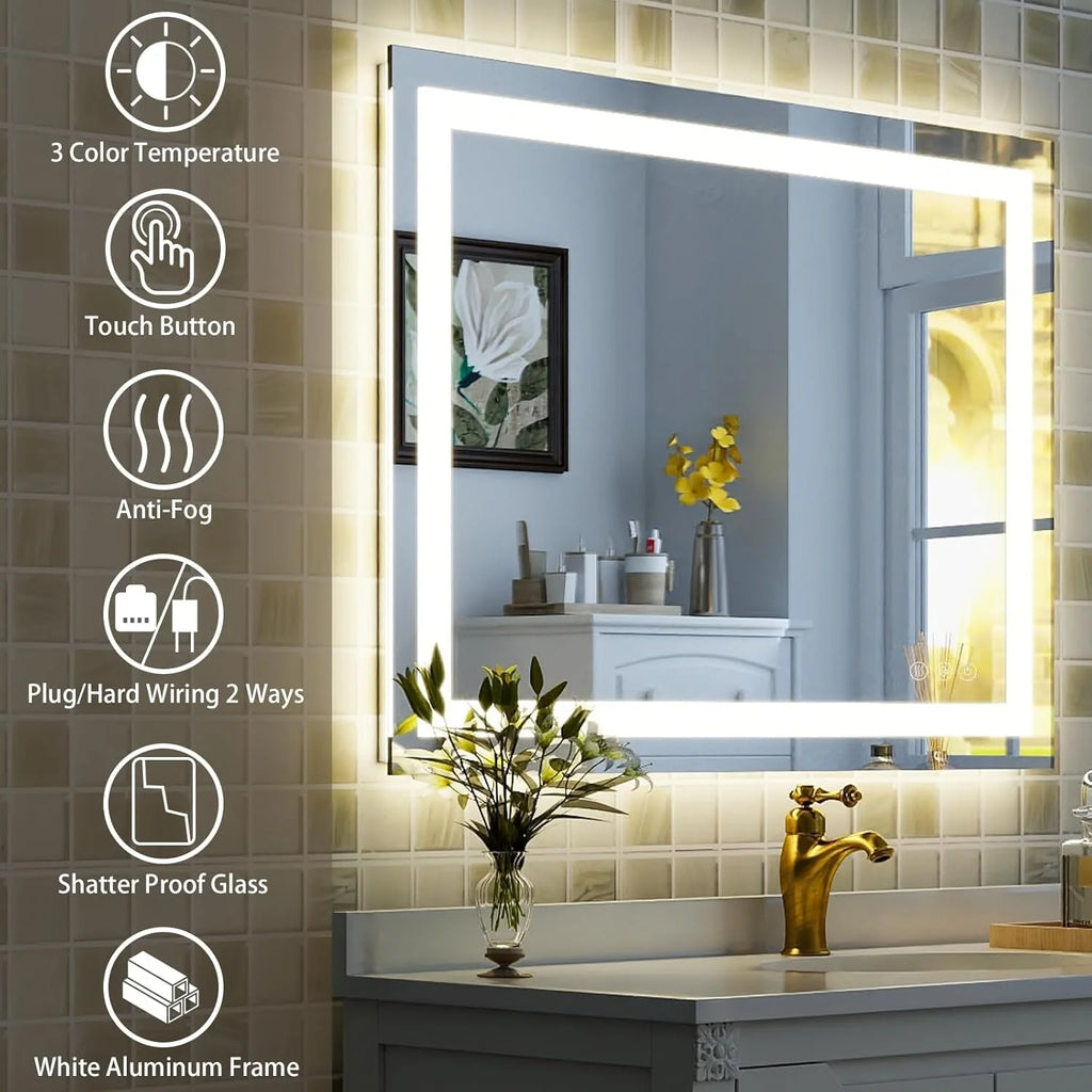 Tempered Glass LED Bathroom Mirror