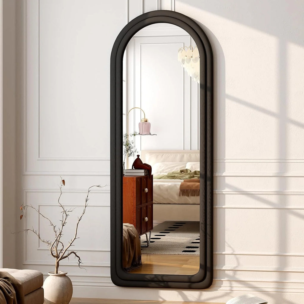 Arched Flannel Frame Floor Mirror
