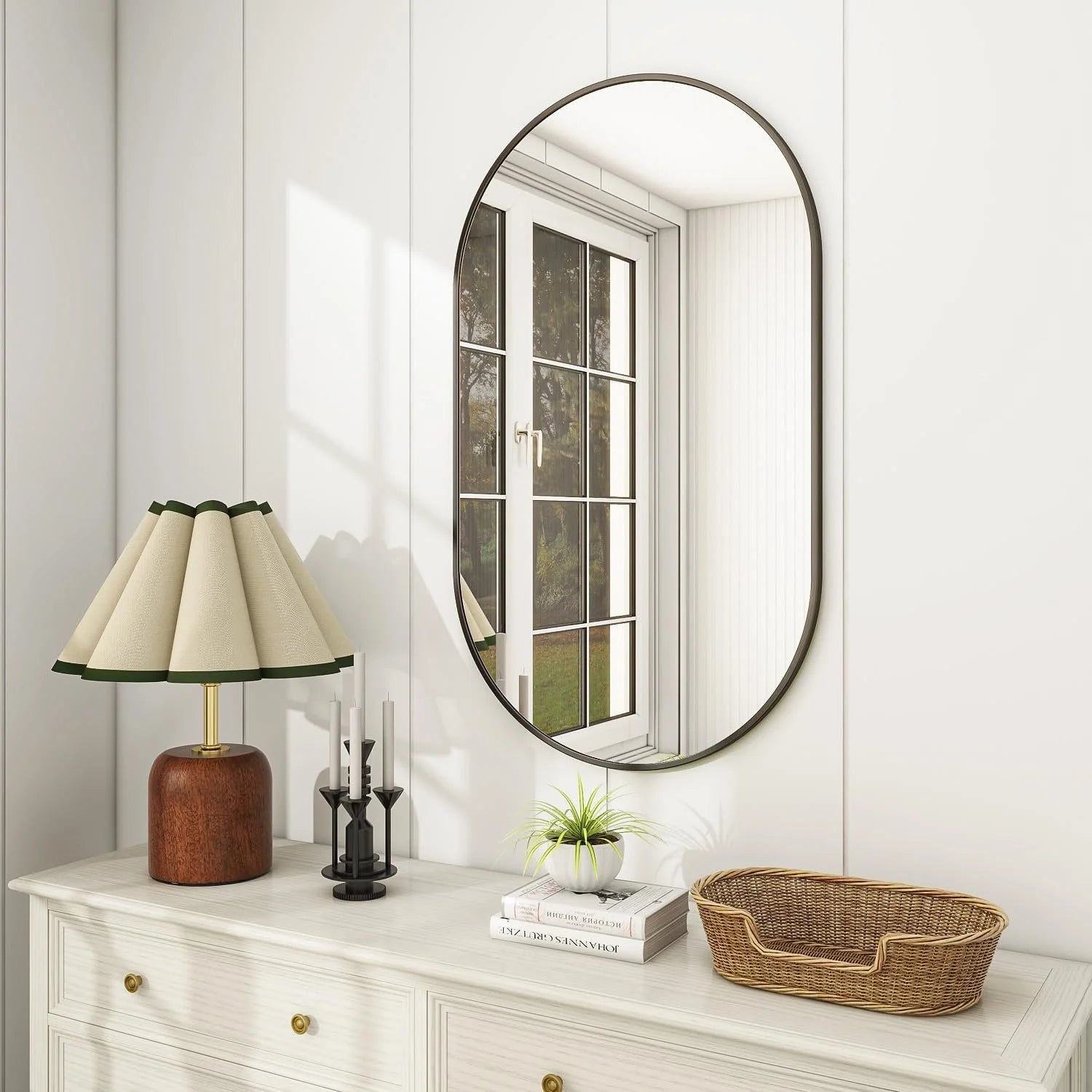 Chic Oval Wall Mirror Mounted