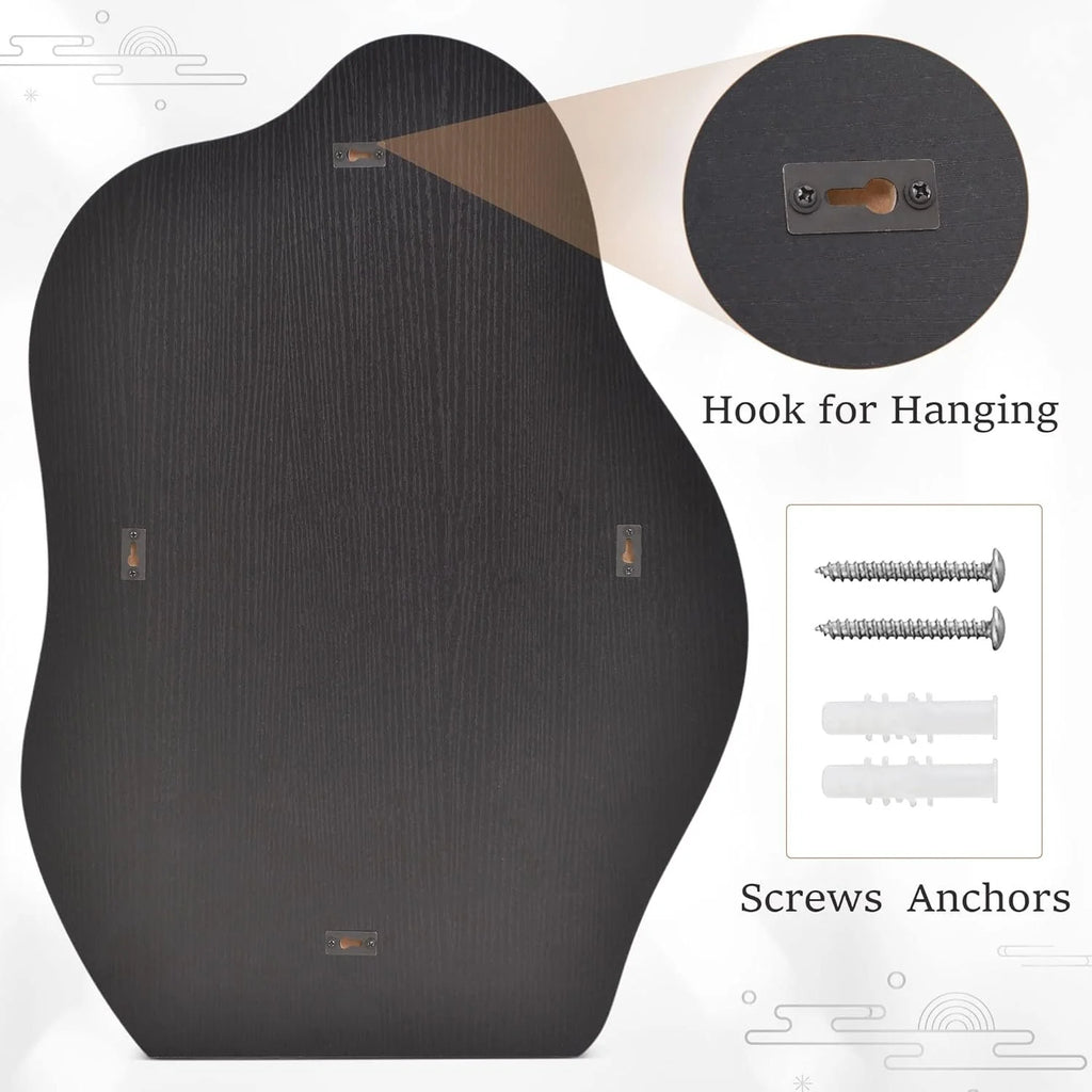 Wood Framed Cloud Wall Mirror Irregular Wall Mirror