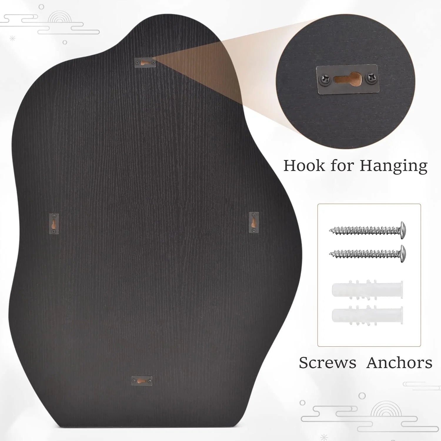 Wood Framed Cloud Wall Mirror Irregular Wall Mirror