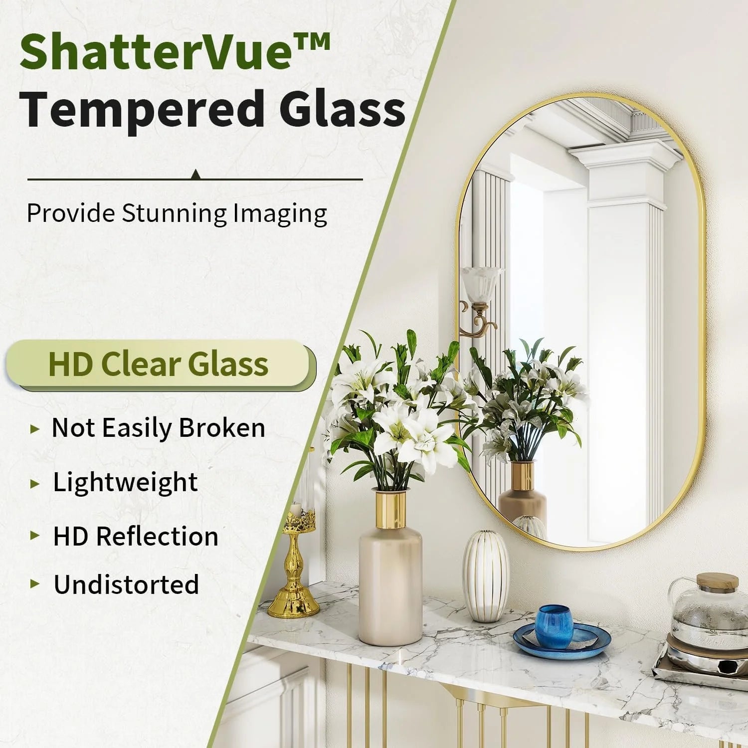 Chic Oval Wall Mirror Mounted