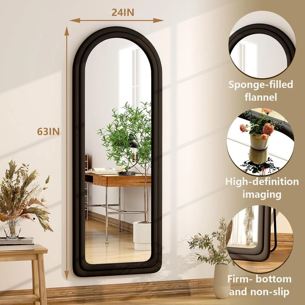 Arched Flannel Frame Floor Mirror