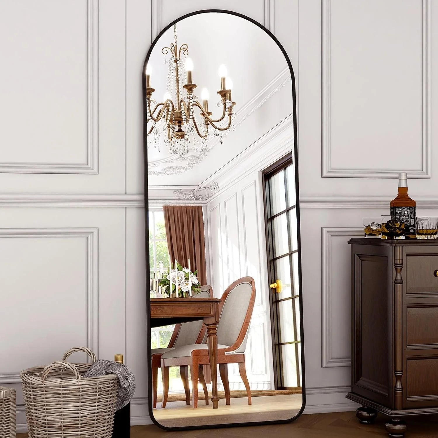 Round Corner Arched Full Length Mirror-64"L x 21"W