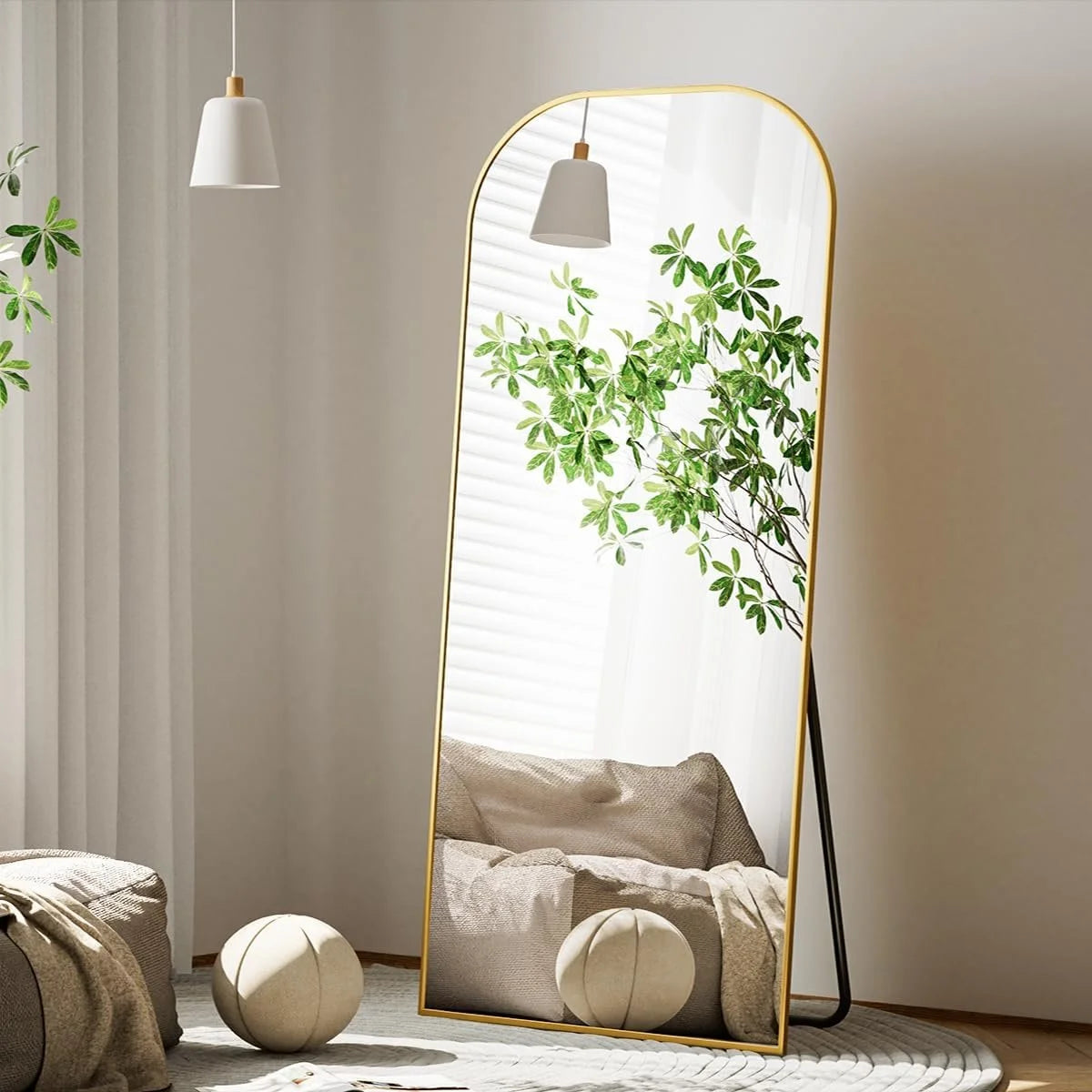 Domed Top Square-Edged Floor Mirror