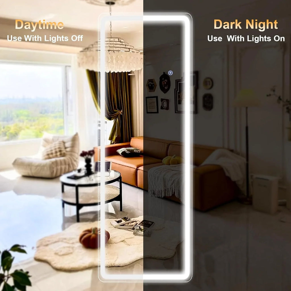 LED Door Hanging Full Length Mirror- 48"L x 16"W