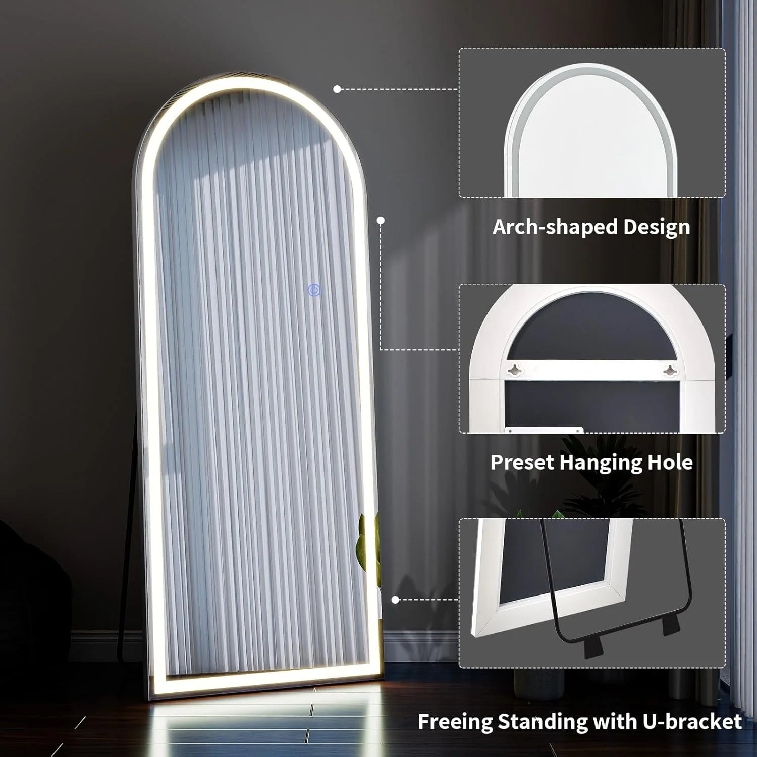 Arched LED Full Length Mirror