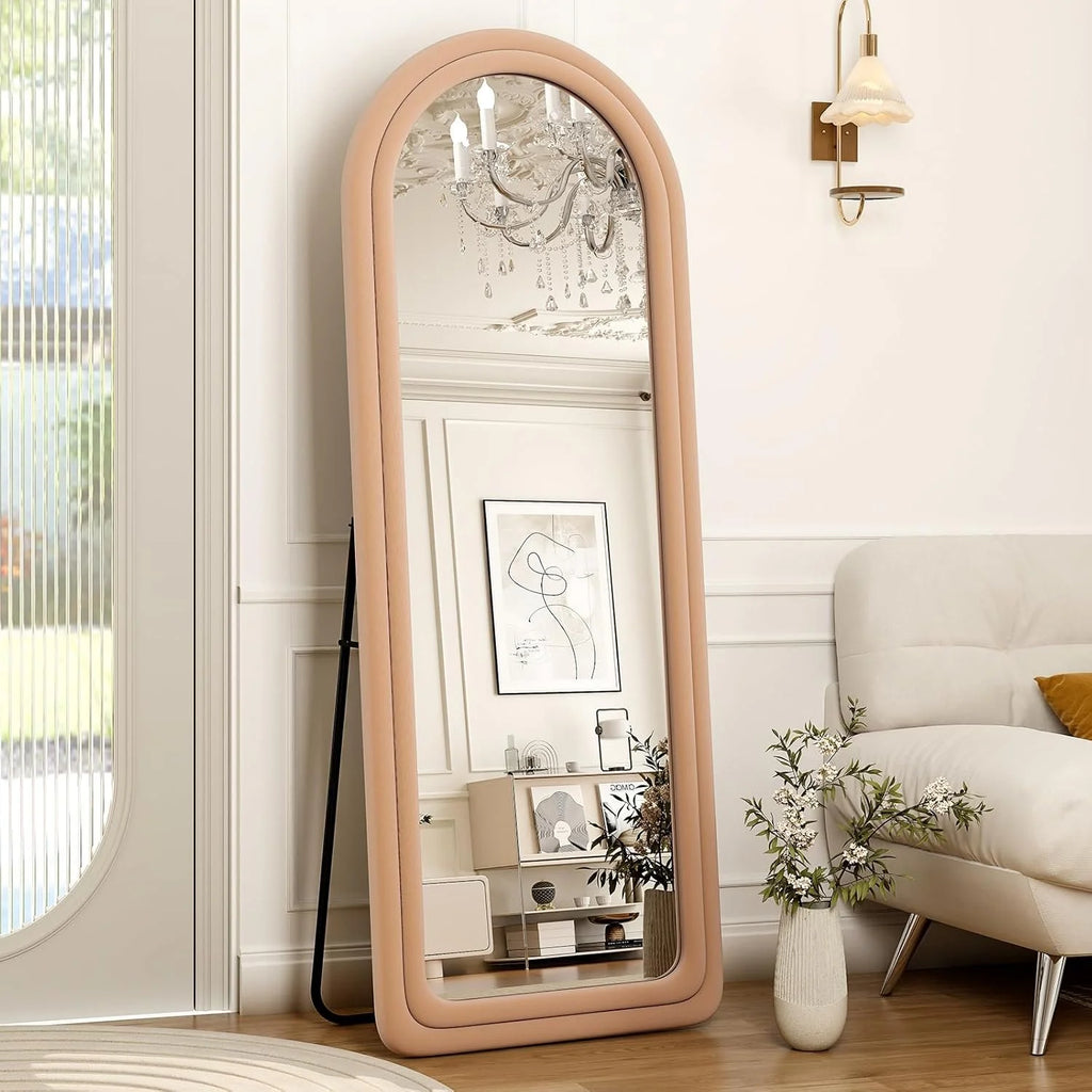 Arched Flannel Frame Floor Mirror