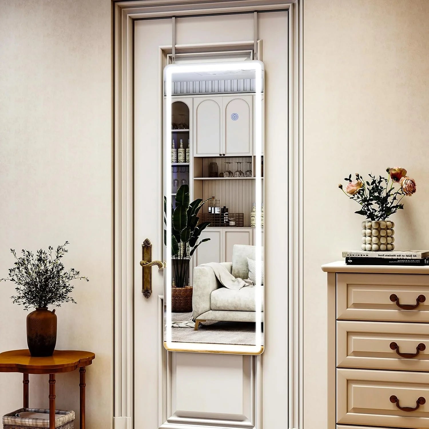 LED Door Hanging Full Length Mirror- 48"L x 16"W