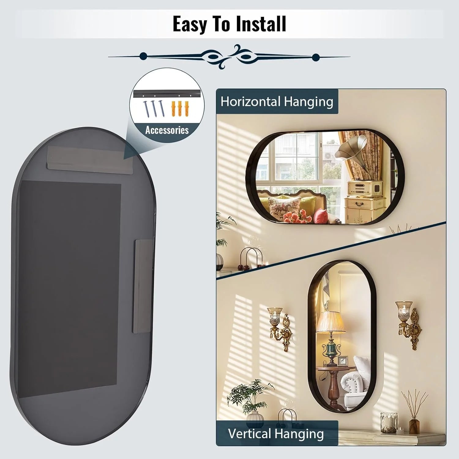 Deep Framed Oval Wall Mirror