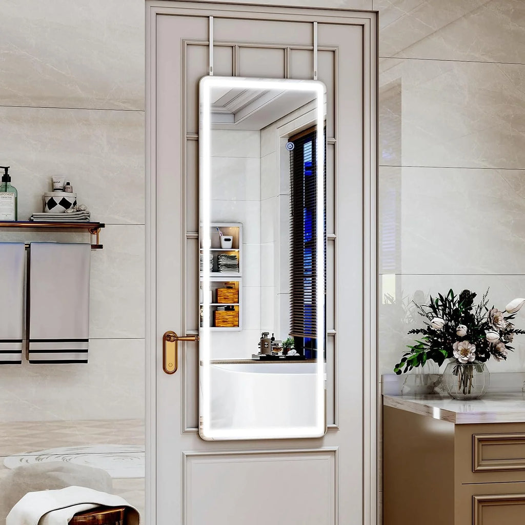 LED Door Hanging Full Length Mirror- 48"L x 16"W