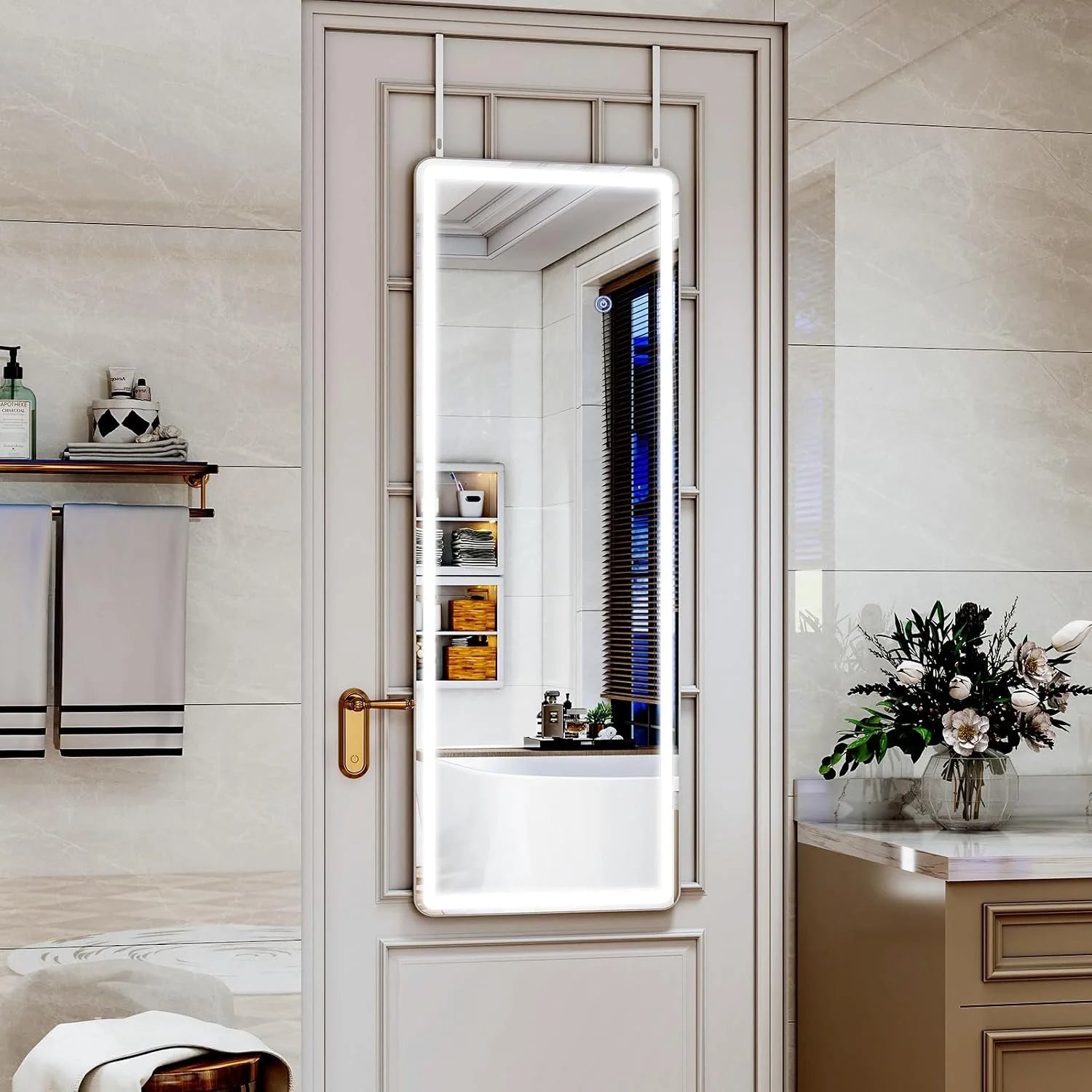 LED Door Hanging Full Length Mirror- 48"L x 16"W