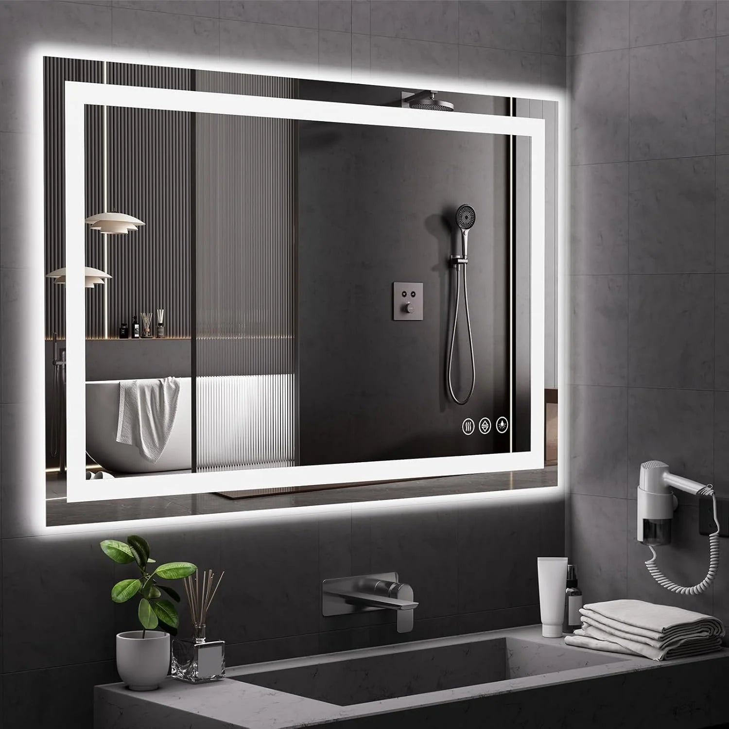 Tempered Glass LED Bathroom Mirror