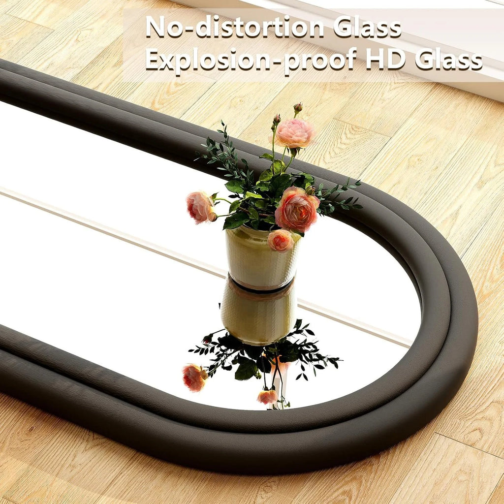 Arched Flannel Frame Floor Mirror