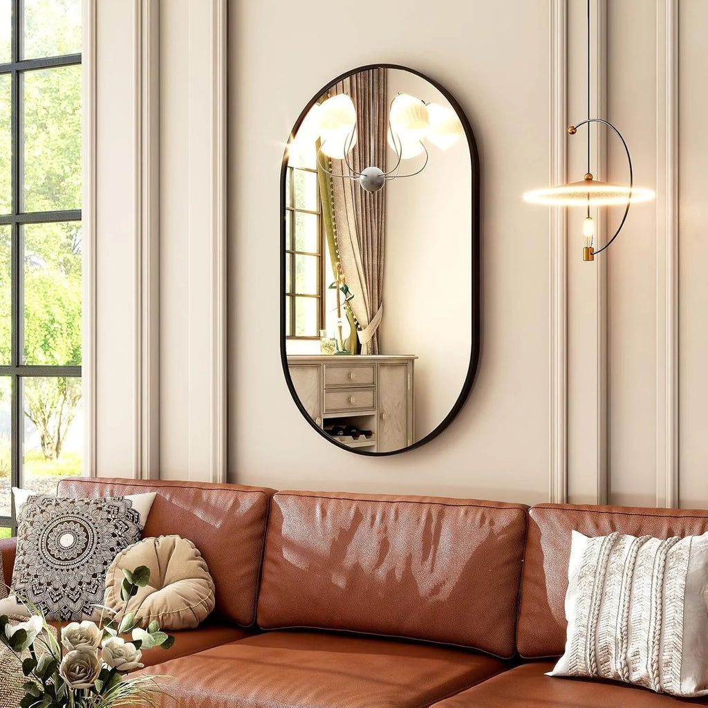 Chic Oval Wall Mirror Mounted
