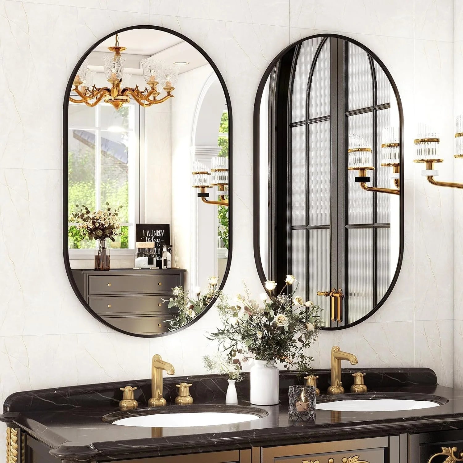 Chic Oval Wall Mirror Mounted