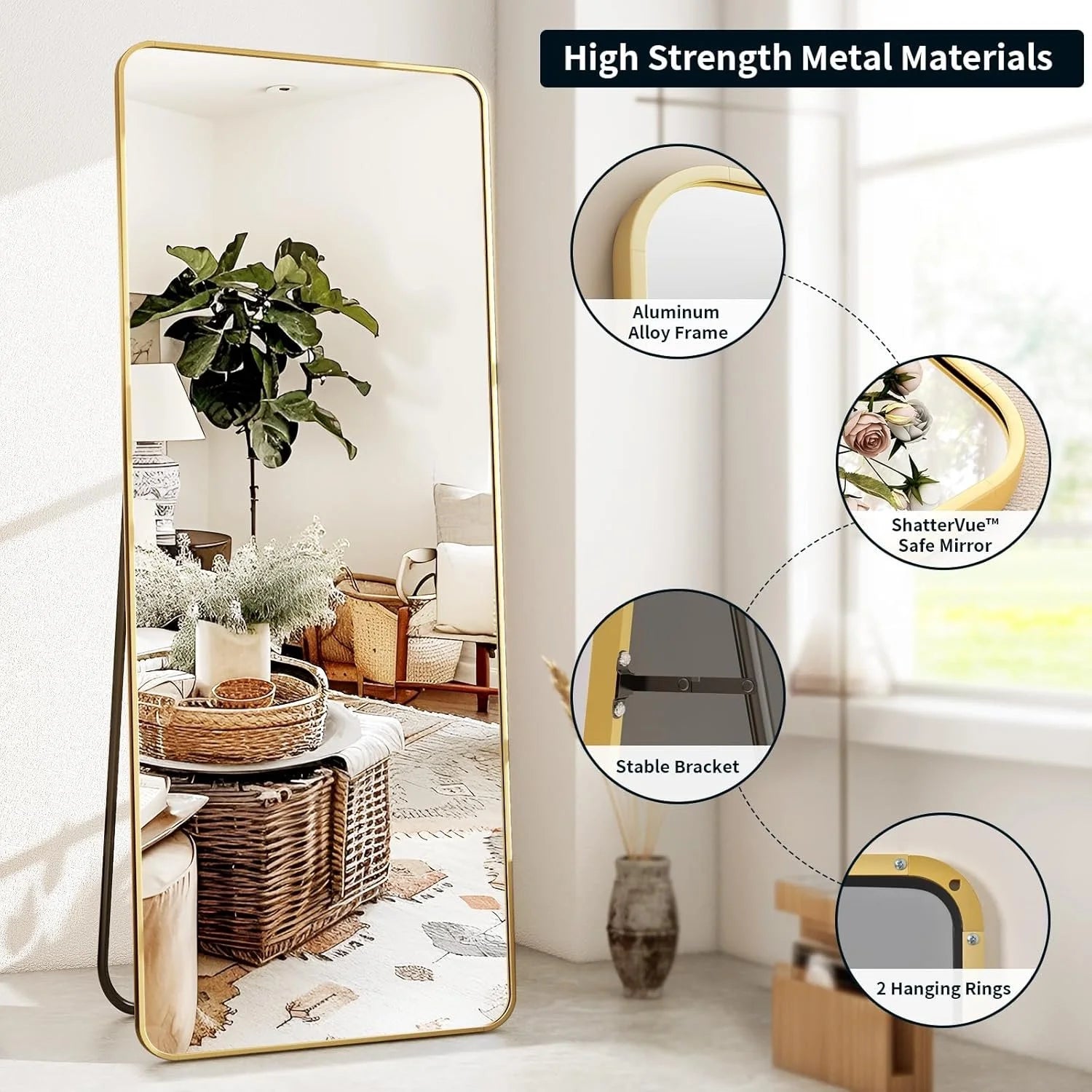 Rounded Corner Floor Mirror