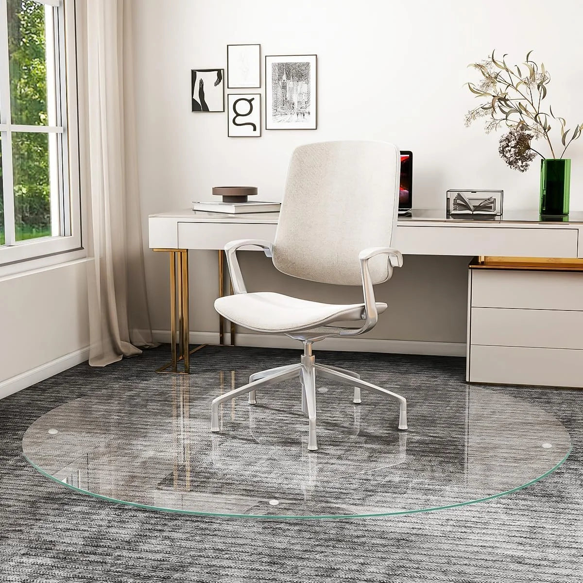 Round Glass Chair Mat