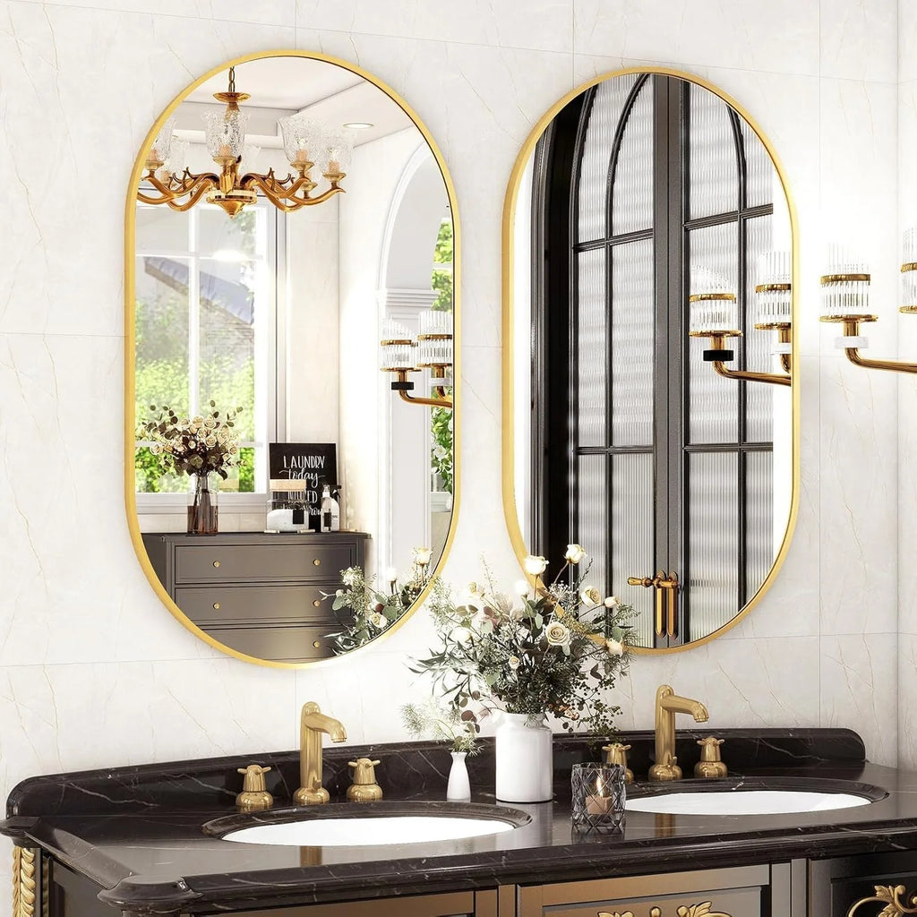 Chic Oval Wall Mirror Mounted