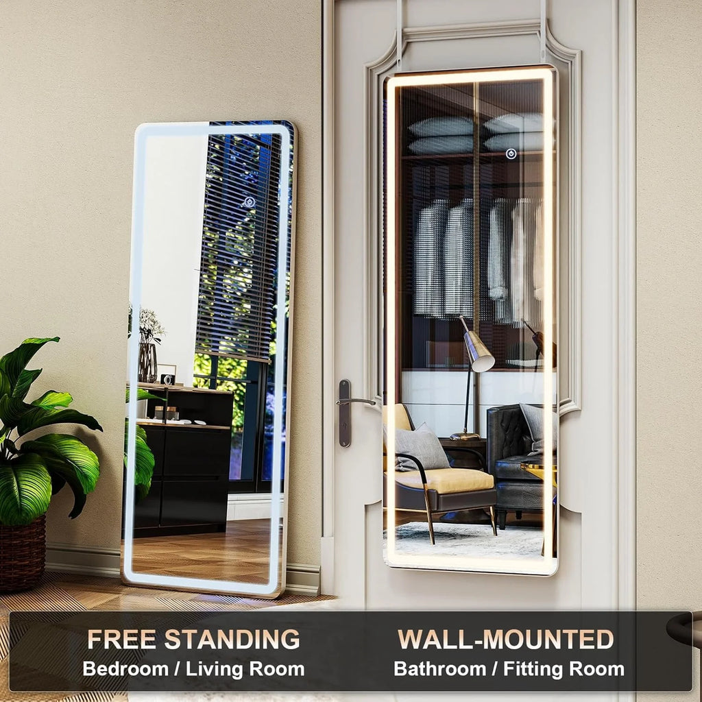 LED Door Hanging Full Length Mirror- 48"L x 16"W
